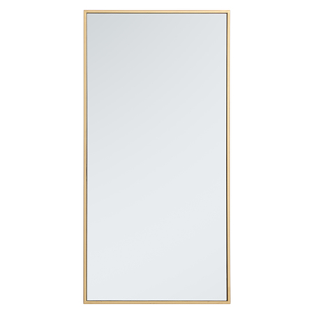 ELEGANT DECOR Metal Frame Rectangle Mirror 18 Inch In Brass MR41836BR